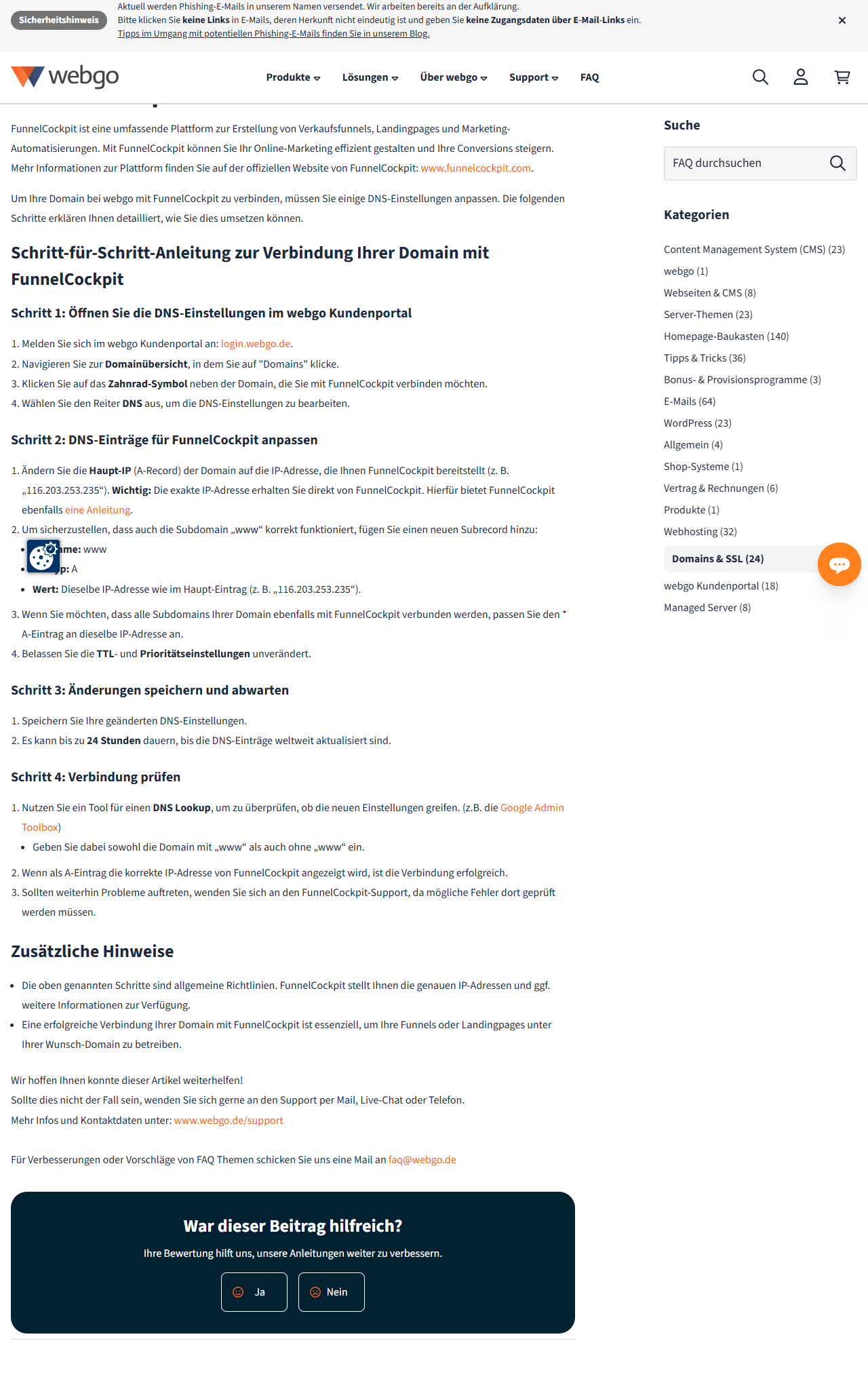 webgo FAQ: Domain auf externen Server zeigen